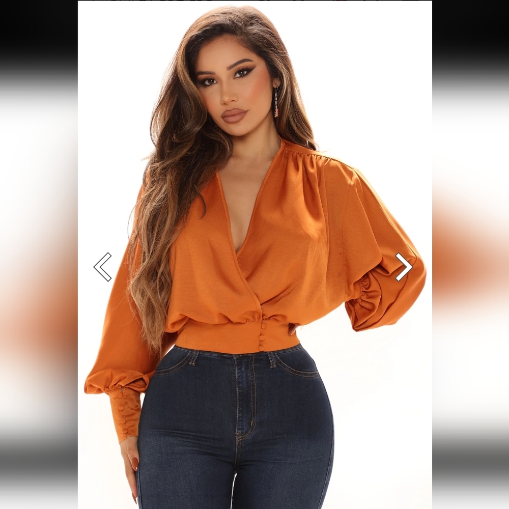 Alyssa Surplice Top - Rust - Picture 2 of 2